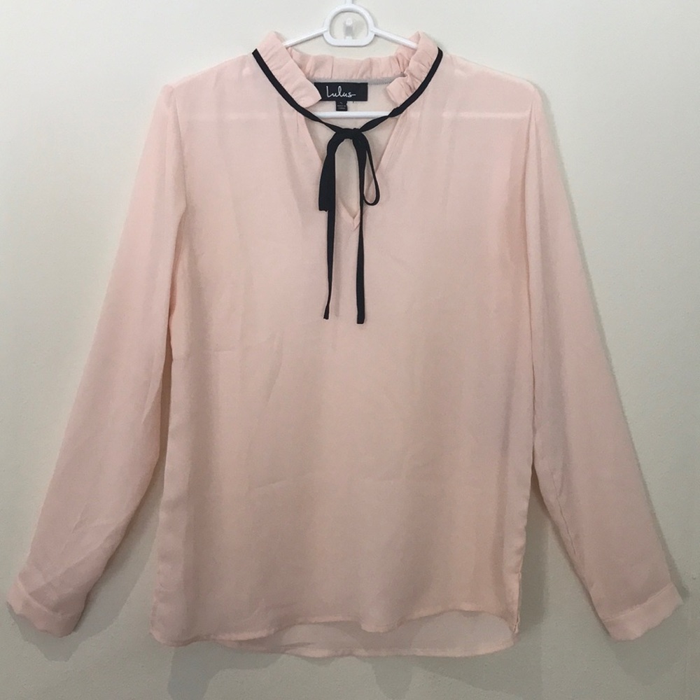 Tea Shop Blush Pink Long Sleeve Top